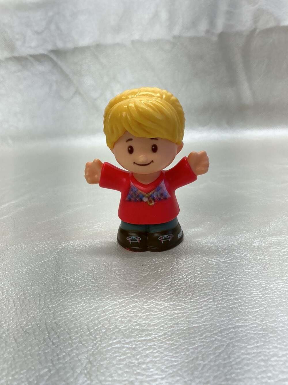 Fisher-Price Little People Blonde Girl Figure with Red Shirt and Ponytail